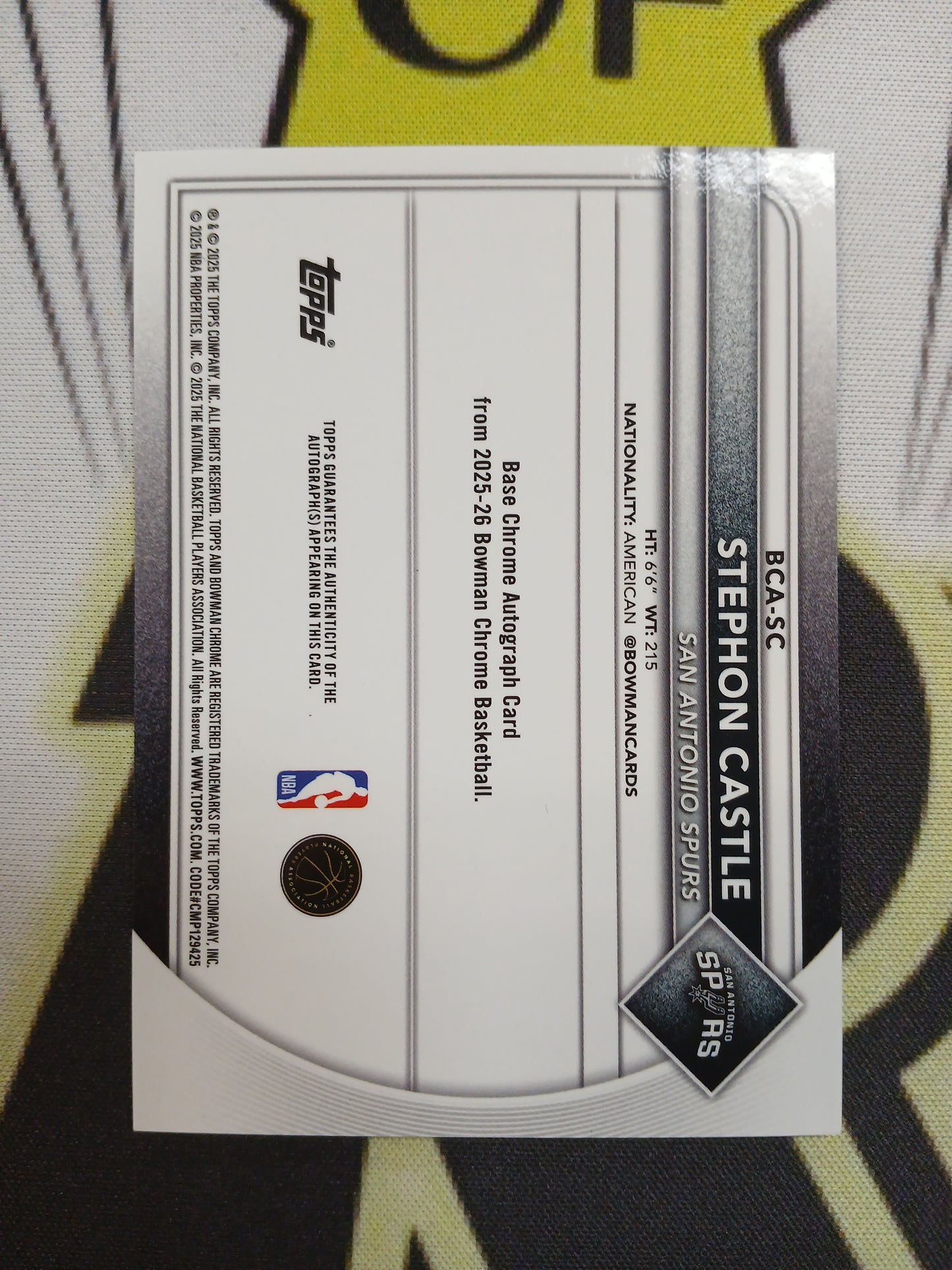 2025 Bowman Chrome Stephon Castle Green Reptilian Refractor Auto #/99