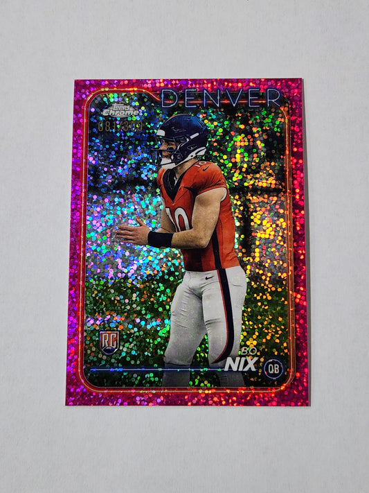 2024 Topps Chrome Bo Nix Magenta Speckle Refractor /399 RC 206