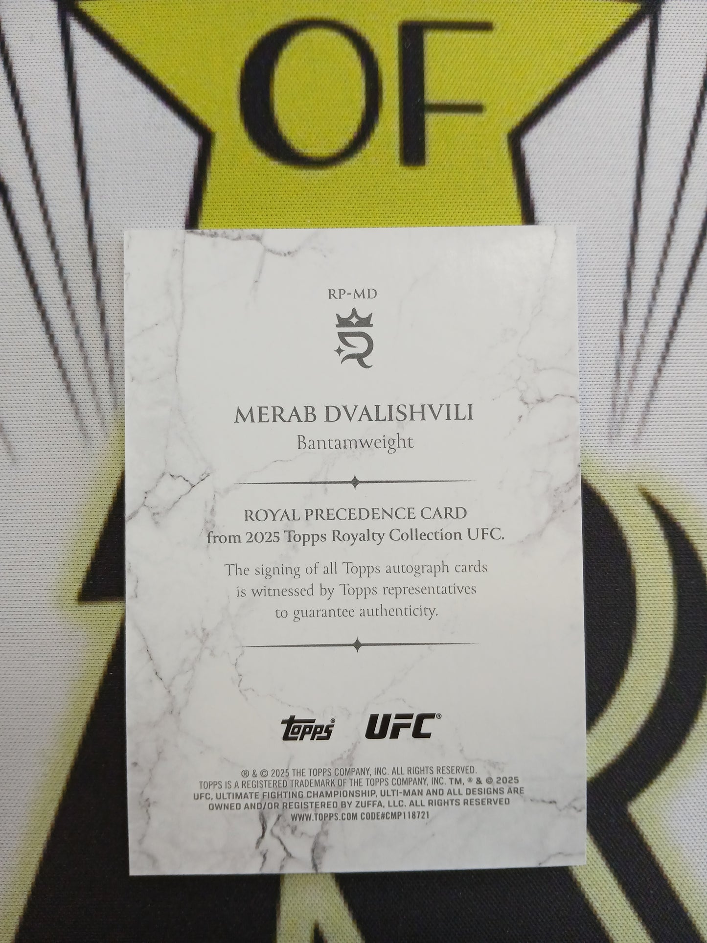 2025 Topps UFC Royalty Merab Dvalishvili Royal Precedence On Card Auto Blue #/25