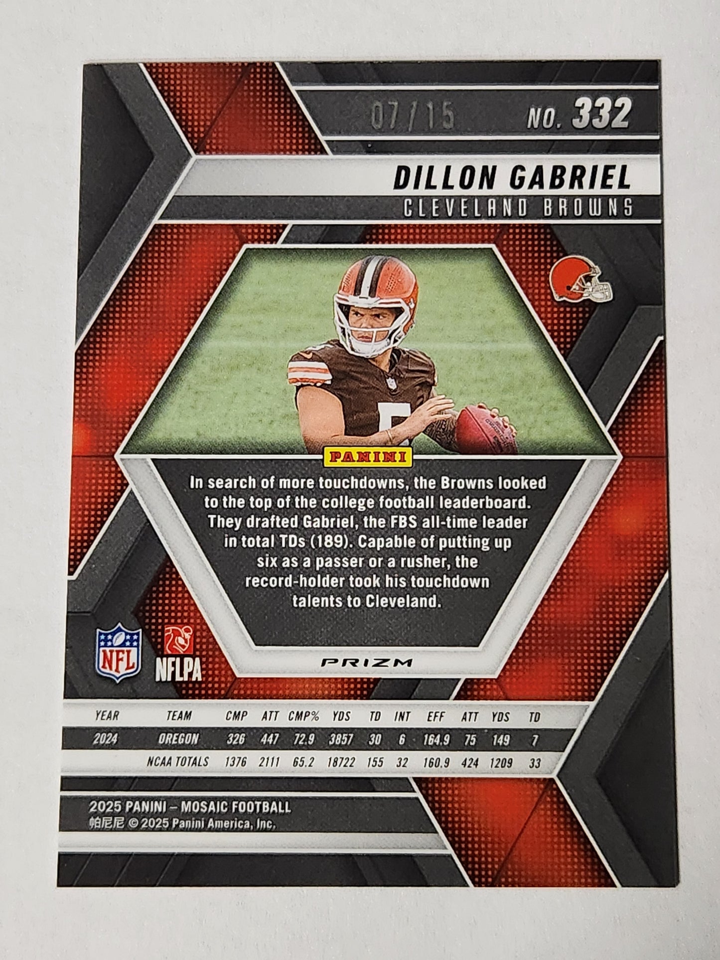 2025 Mosaic Dillon Gabriel Rookie Tessellation #/15