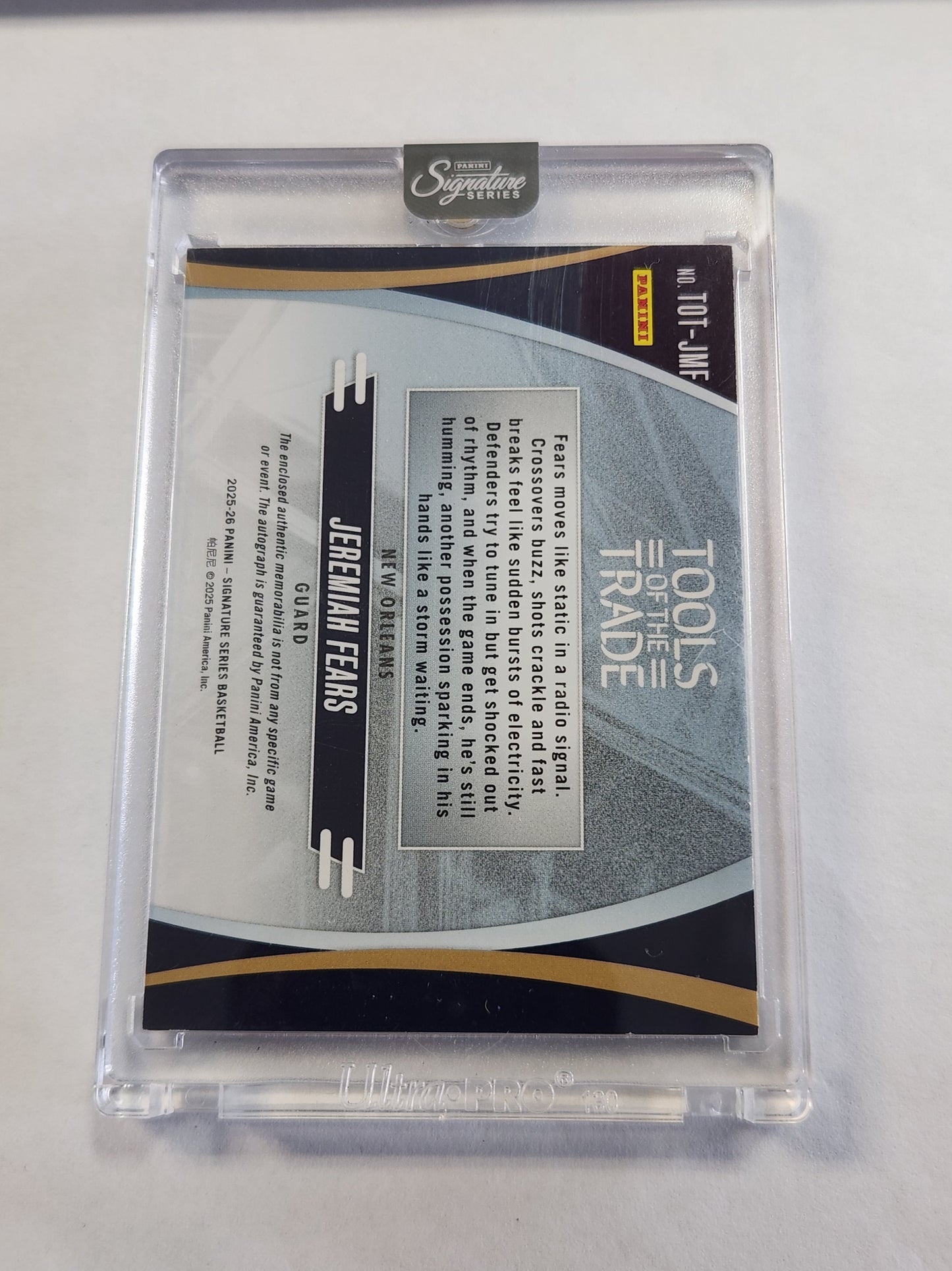 2025 Signature Series Jeremiah Fears Tools of the Trade Rookie Triple Patch On Card Auto #/49