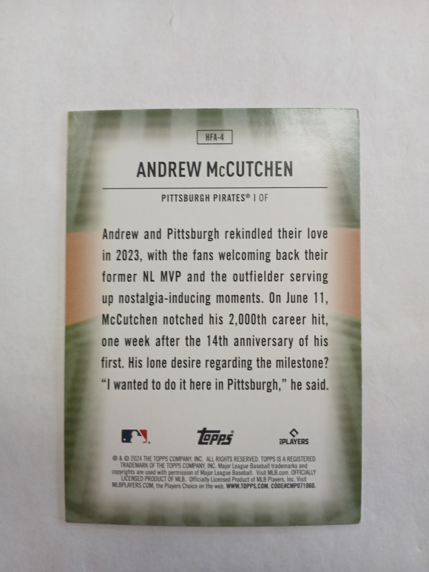 2024 Topps Andrew McCutchen Home Field Advantage Case Hit SSP
