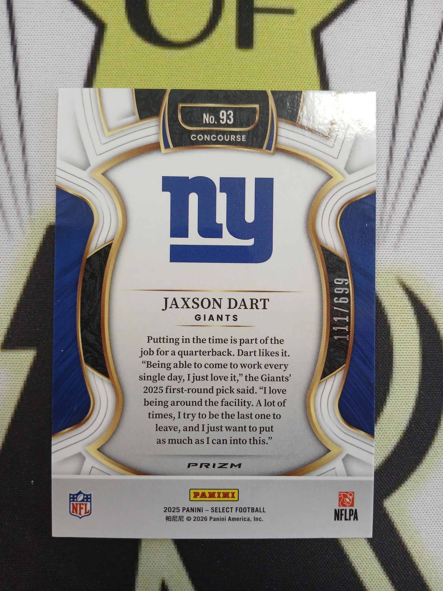 2025 Select Jaxson Dart Concourse Purple Flash Rookie #/699