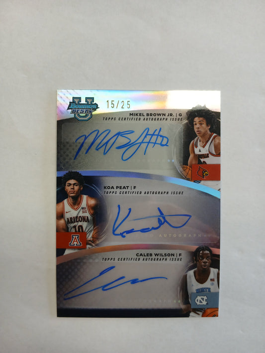 2026 Bowman Best U Mikel Brown Jr Koa Peat Caleb Wilson Triple Auto Refractor #/25 TRA-MB