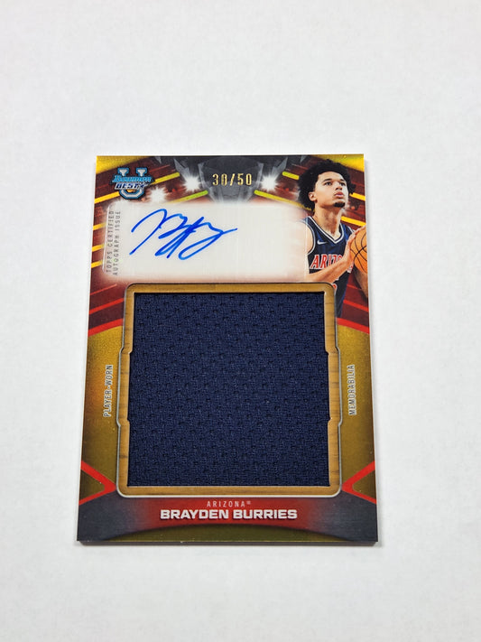 2026 Bowman Best U Brayden Burries Jumbo Patch Auto Gold Refractor #/50