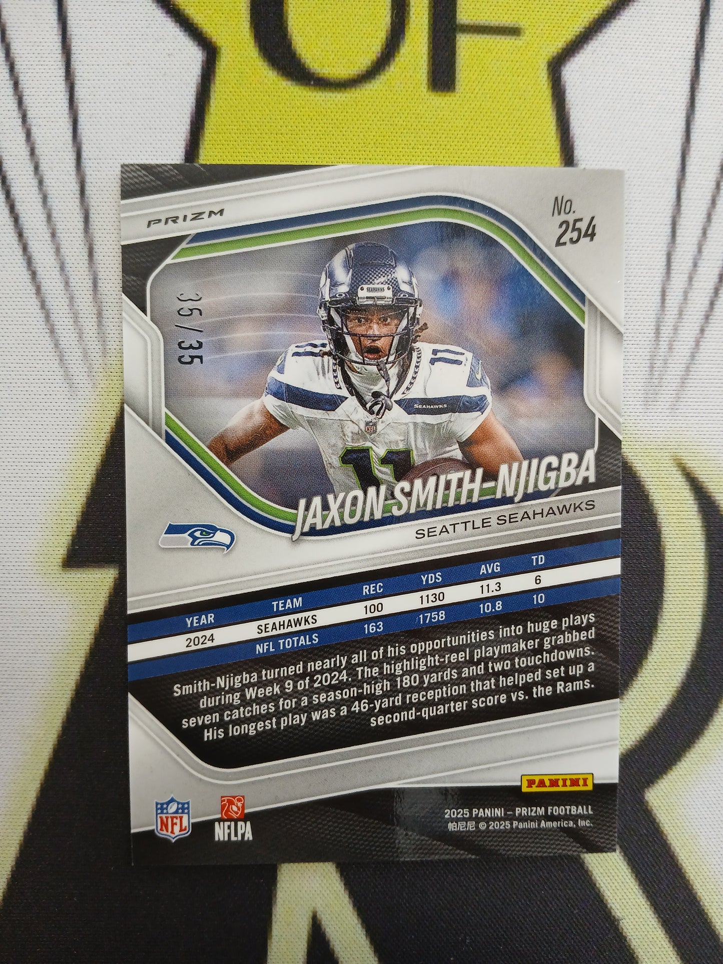 2025 Prizm Jaxon Smith-Njigba White Prizm #35/35 Jersey Color Match