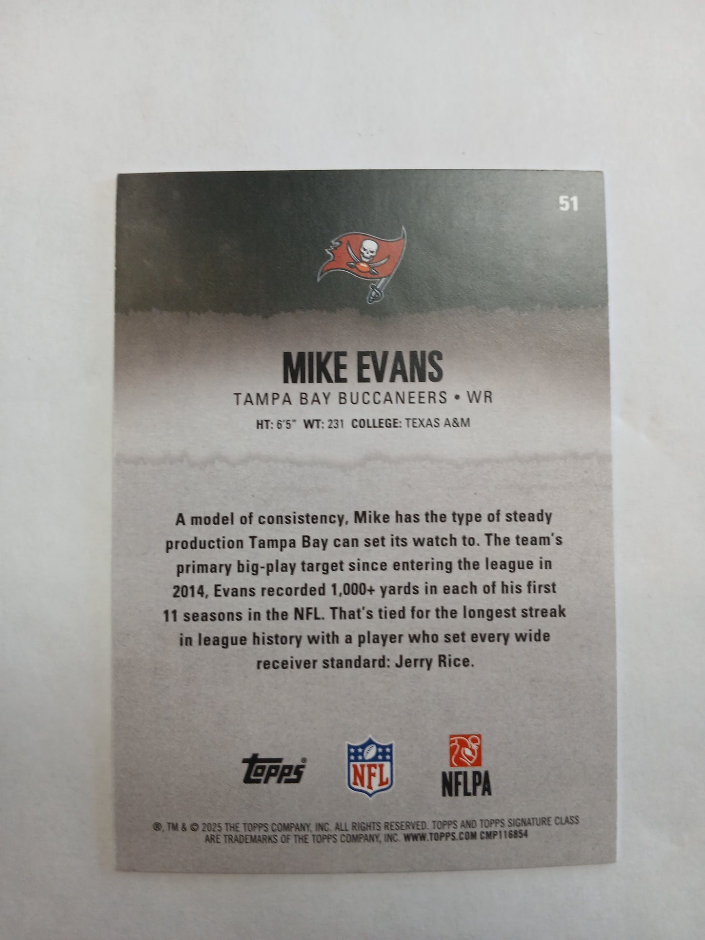 2025 Topps Signature Class Mike Evans Blue #/5