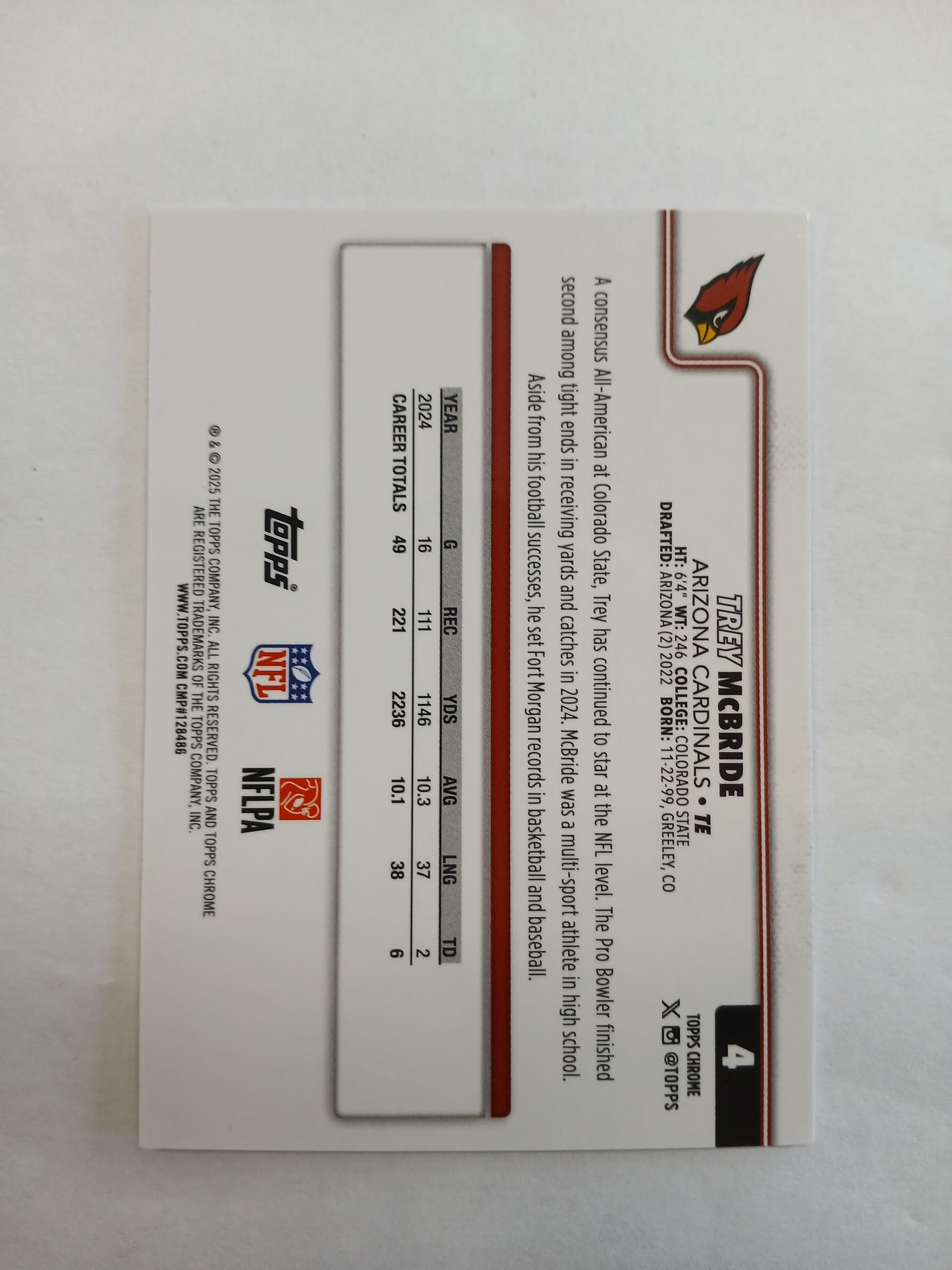 2025 Topps Chrome Trey McBride Molten Mercury First Day Issue Image Variation SSP #6/6