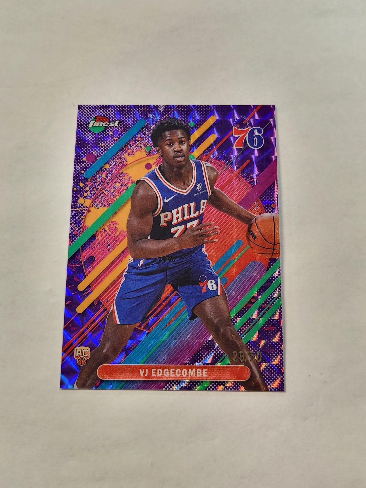 2026 Topps Finest VJ Edgecombe Rare Purple Geometric Refractor Rookie #/50