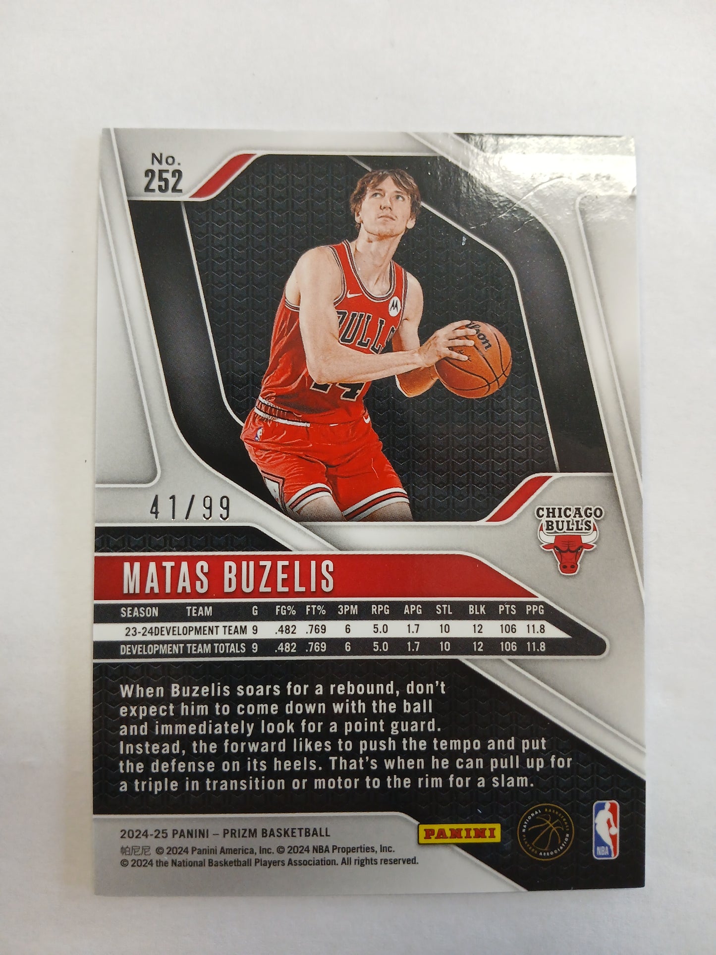 2024 Prizm Matas Buzelis Blue Wave Rookie #/99 No. 252
