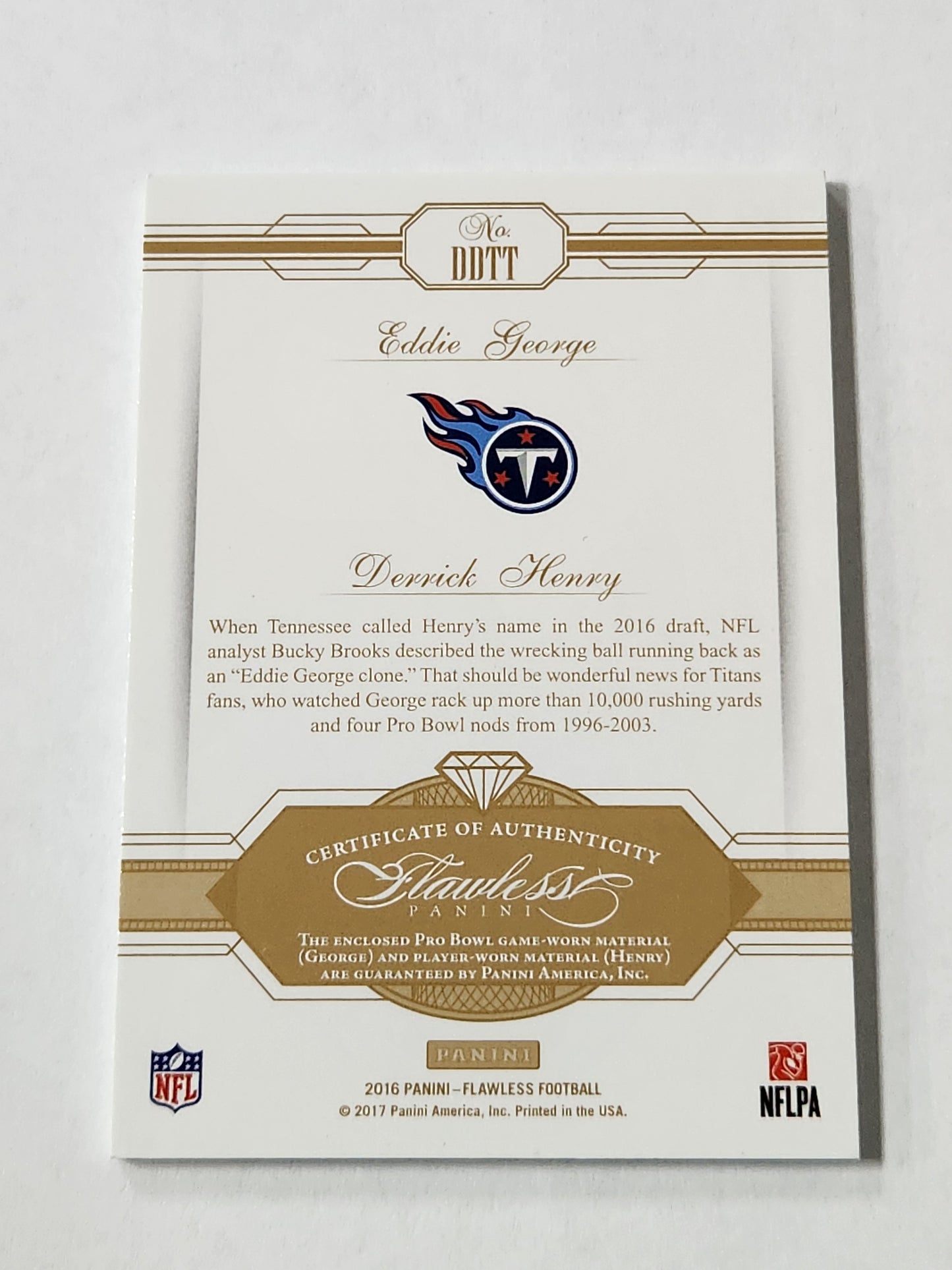 2016 Flawless Eddie George Derrick Henry Rookie Dual Diamond Memorabilia /15 Dual Patch DDTT