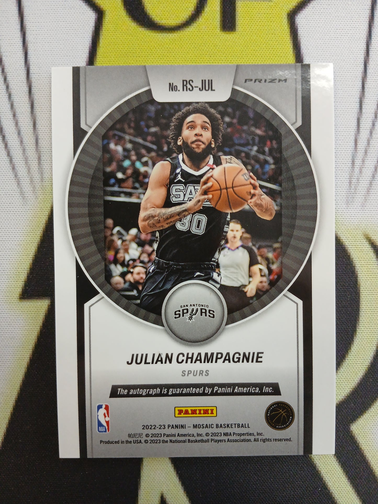 2022 Mosaic Julian Champagnie Scripts Rookie Auto Silver Mosaic Prizm