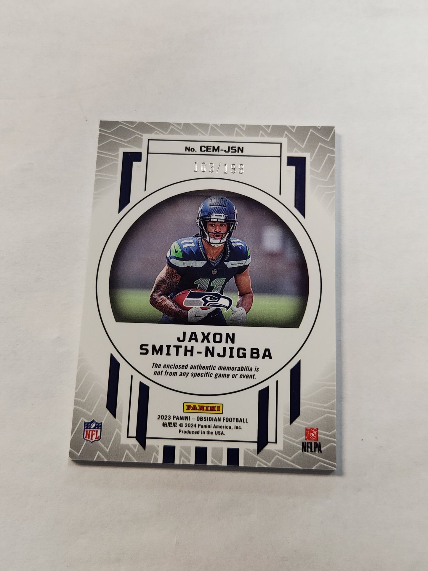 2023 Obsidian Jaxon Smit-Njigba Cutting Edge Rookie Jersey Card /199