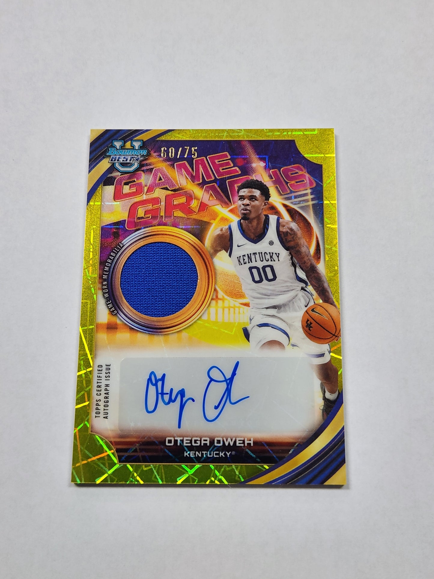 2026 Bowman Best U Otega Oweh Game Graphs Patch Auto Yellow Lazer Refractor #/75