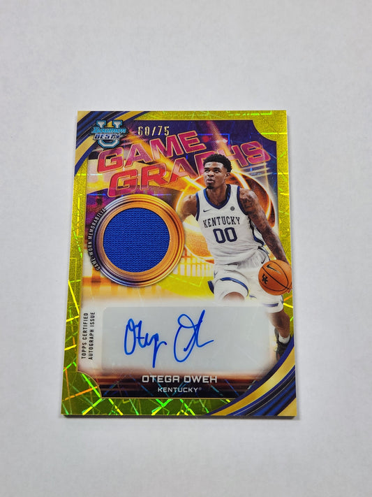 2026 Bowman Best U Otega Oweh Game Graphs Patch Auto Yellow Lazer Refractor #/75