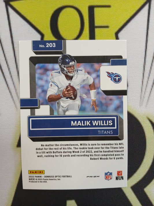 2022 Donruss Optic Malik Willis Red Stars Rated Rookie SSP