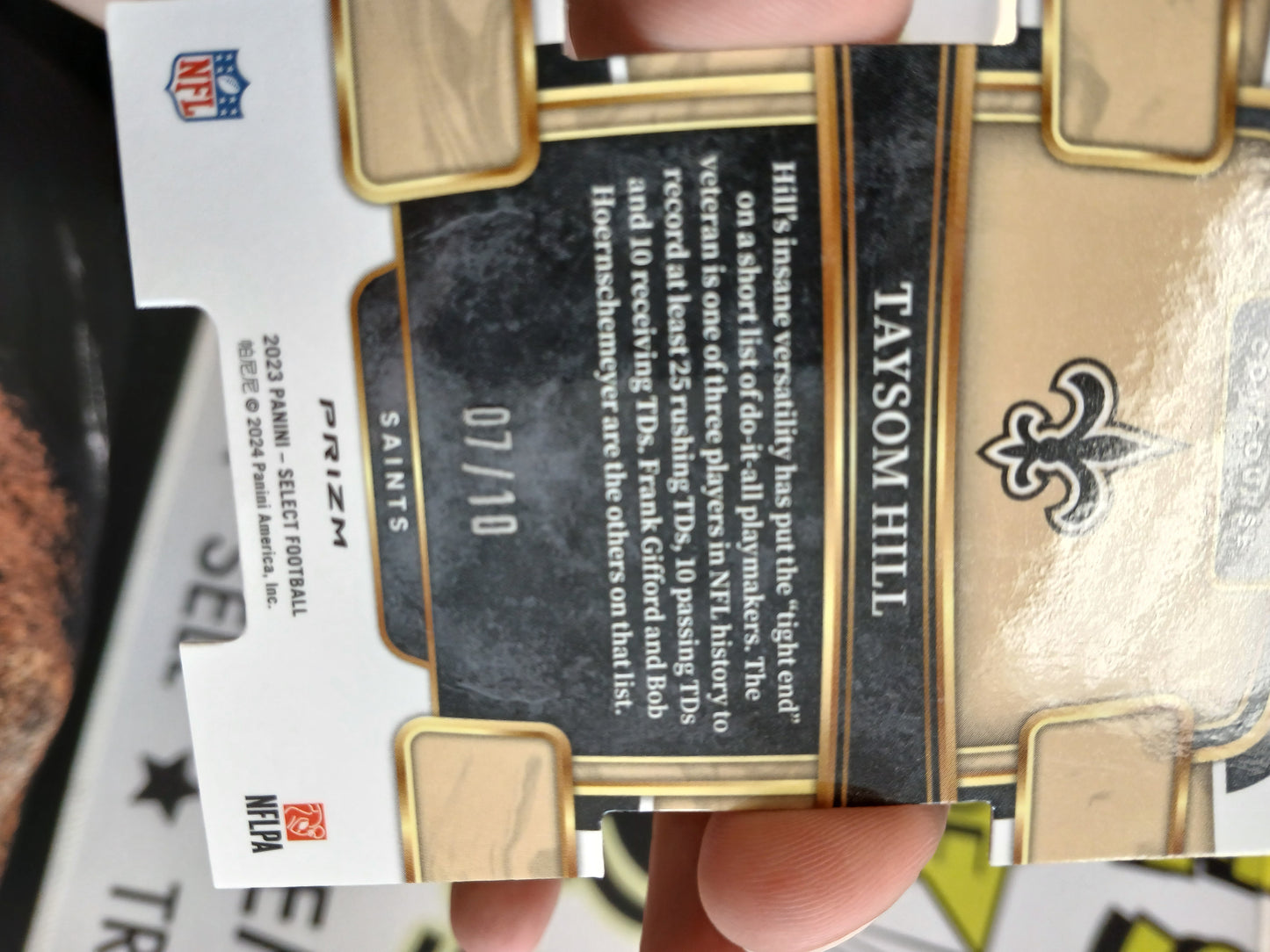 2023 Select Taysom Hill Concourse Gold Die Cut Jersey #7/10