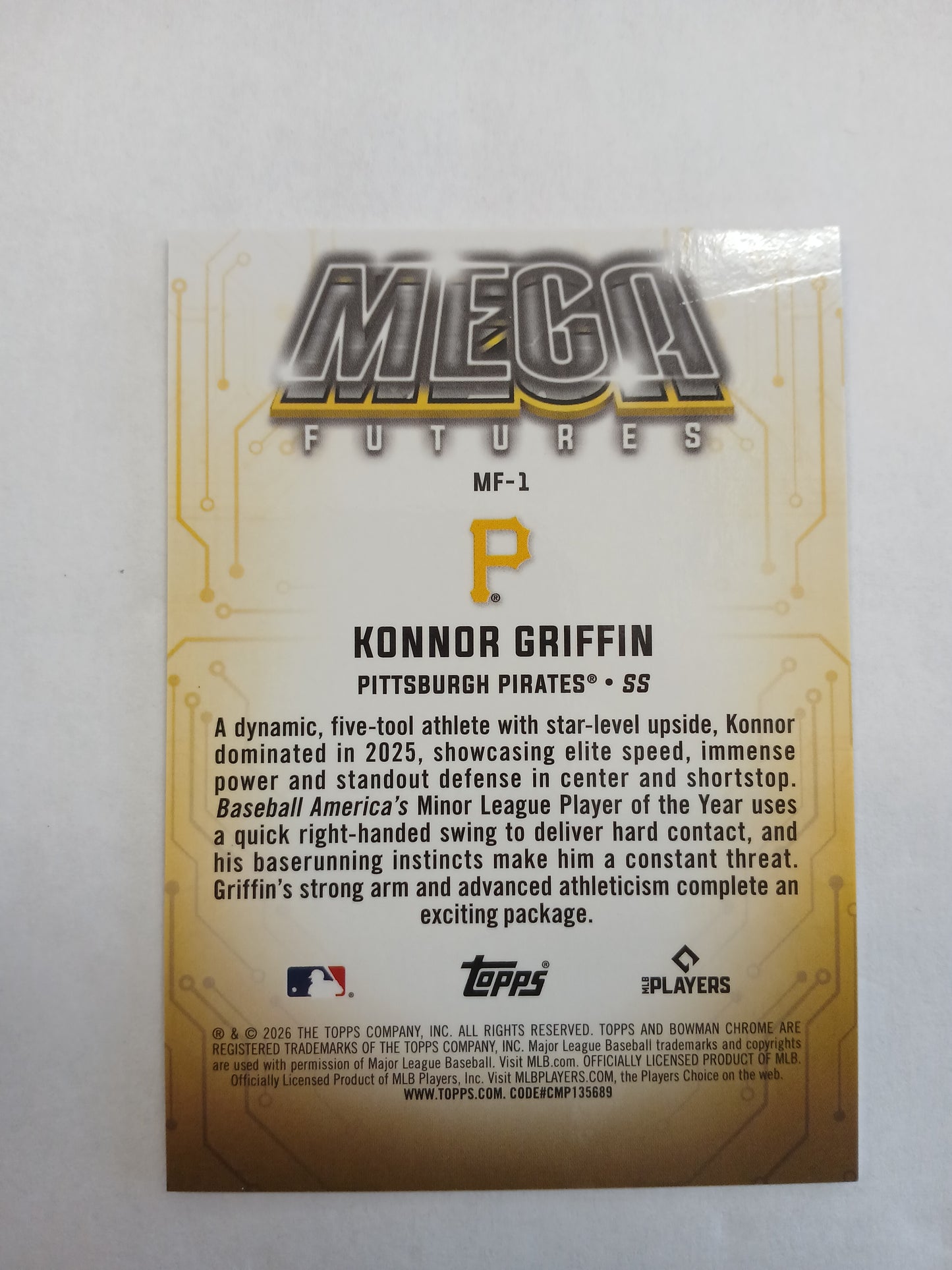 2026 Bowman Chrome Konnor Griffin Mega Futures Mojo Refractor Case Hit SSP