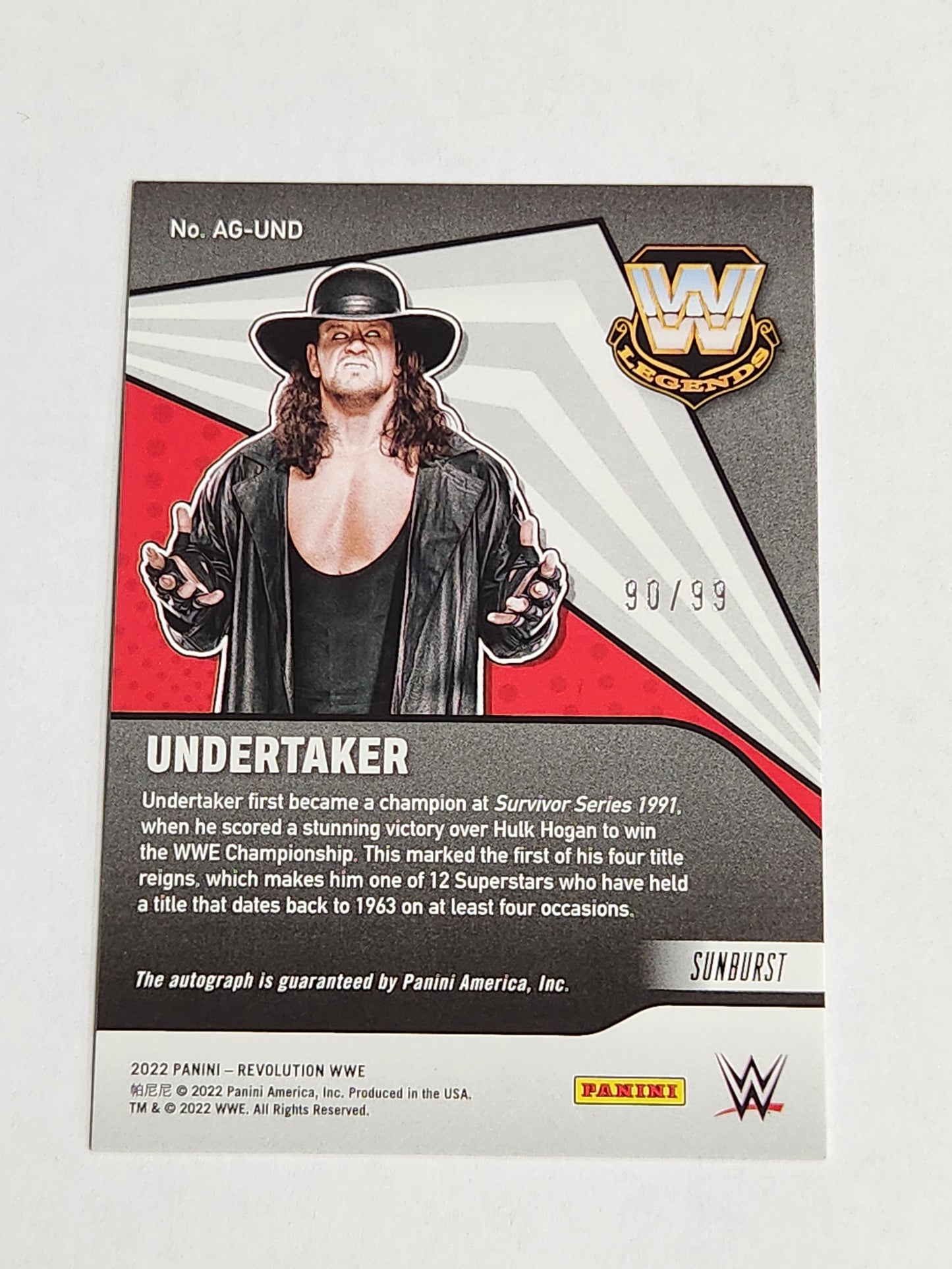 2022 Revolution WWE Undertaker Auto #/99