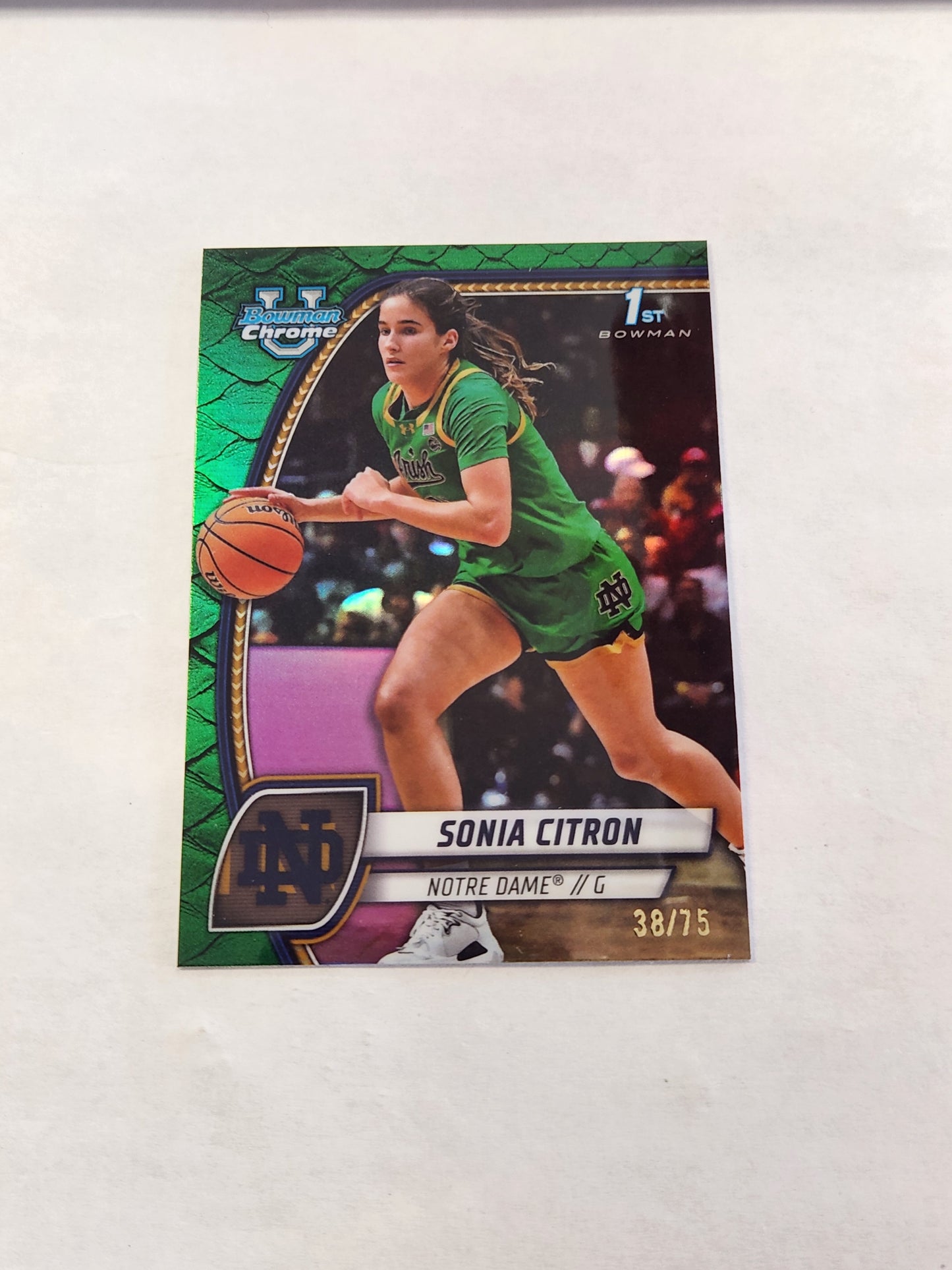 2025 Bowman Chrome U Sonia Citron 1st Bowman Green Reptilian Refractor #/75