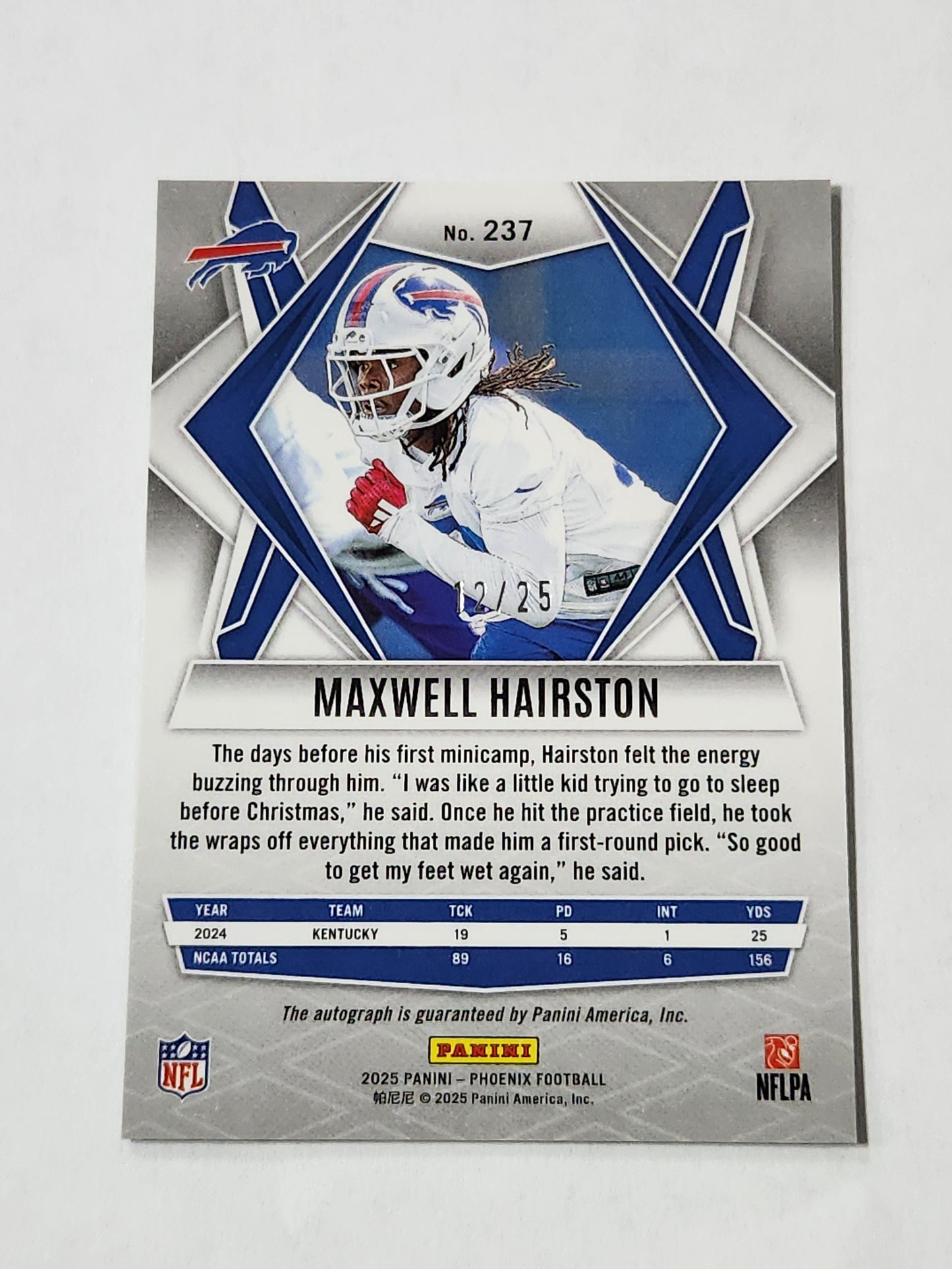 2025 Phoenix Maxwell Hairston RC Green # /25 Rookie Auto