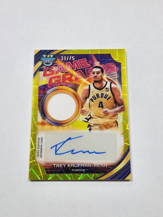2026 Bowman Best U Trey Kaufman-Renn Game Graphs Patch Auto Yellow Lazer #/75
