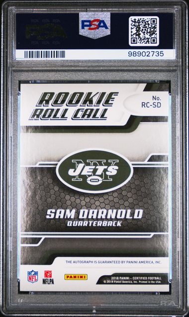2018 Panini Certified Sam Darnold Rookie Roll Call Auto #/25 PSA 9